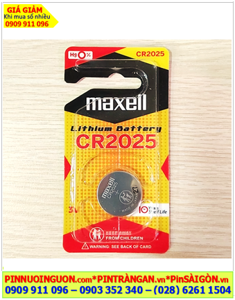 Maxell CR2025; Pin 3v lithium Maxell CR2025 1BS PRO Japan _Loại vỉ 1viên _Cells in Japan (MẪU MỚI)